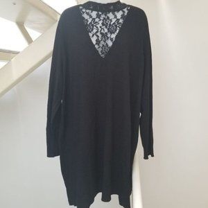 Michel?Studio Lace?Detail Black Sweater Dress 3X
